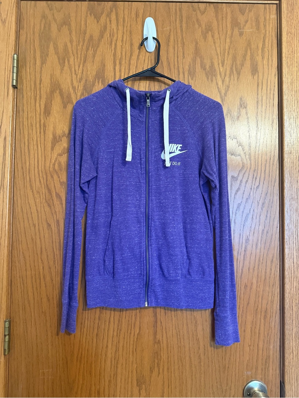 Nike Purple Zip Hoodie with White Drawcords